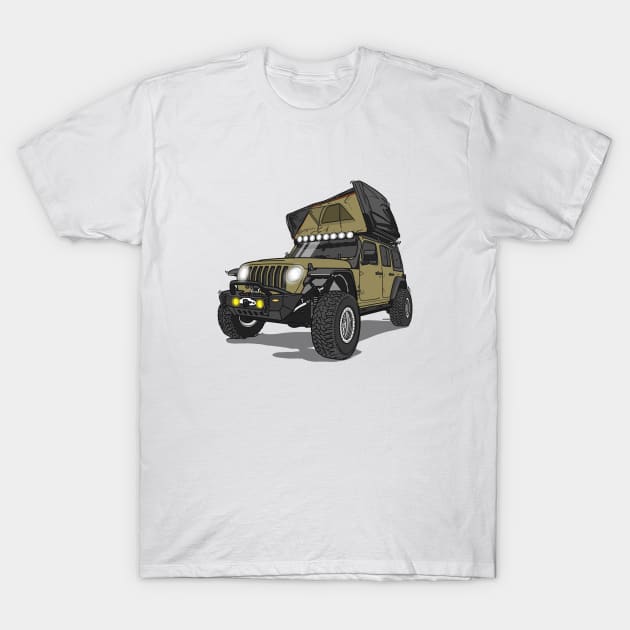 Jeep Wrangler Camp Time- Peanut T-Shirt by 4x4 Sketch